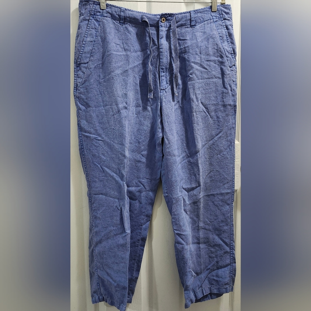 Caribbean blue wash 100% linen pants men's size 38x29